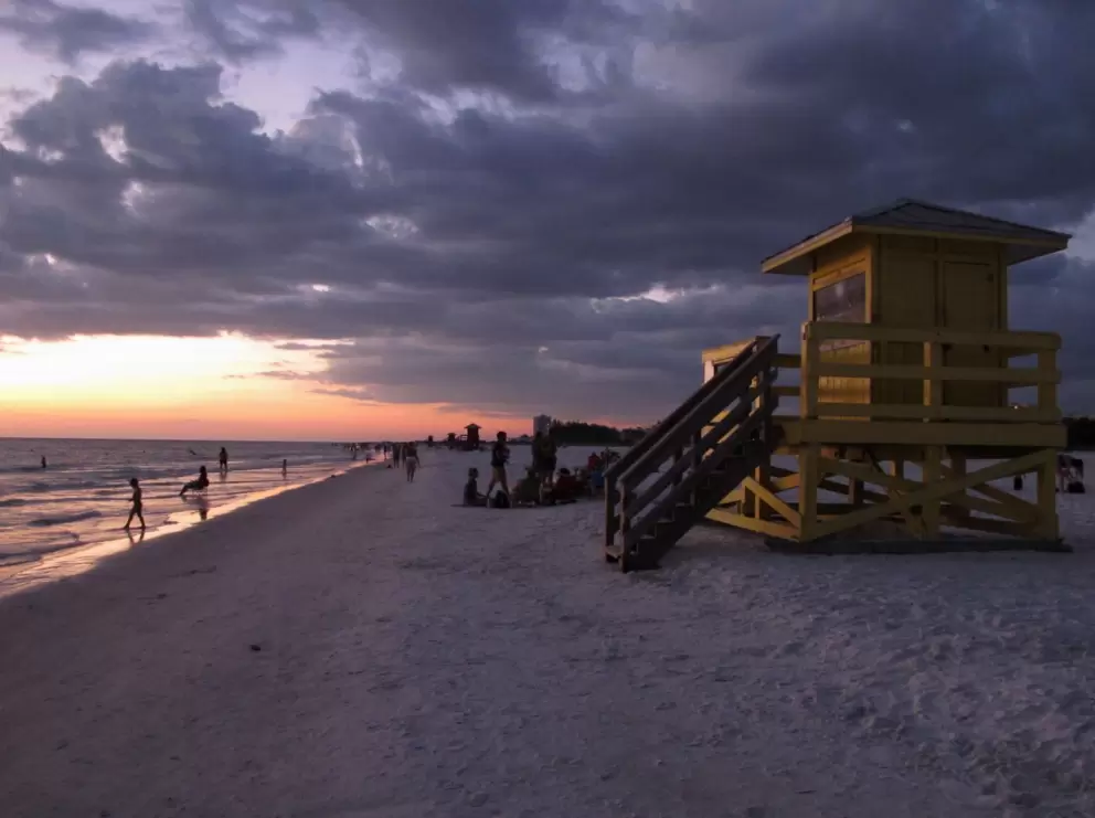 Yellow lifeguard stand.