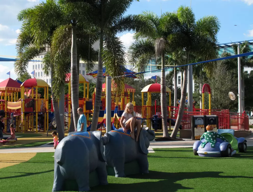 Elephants to climb and clown car to drive.
