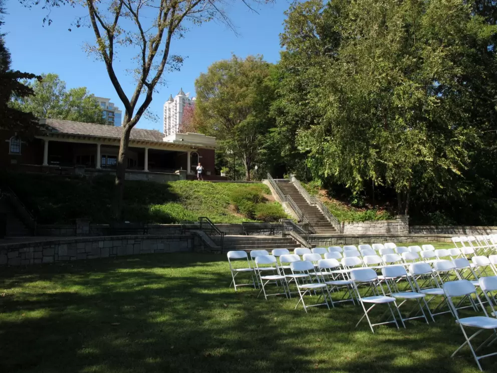 An October wedding beside the lake.