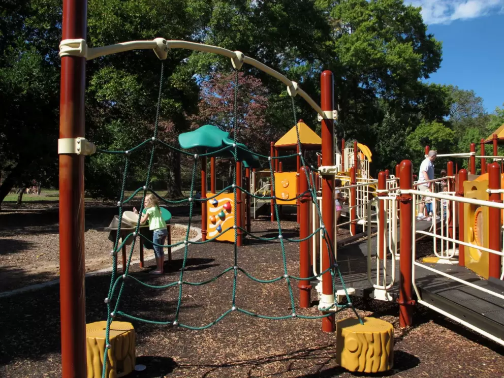 Rope climby at the Mayor's Grove playground.
