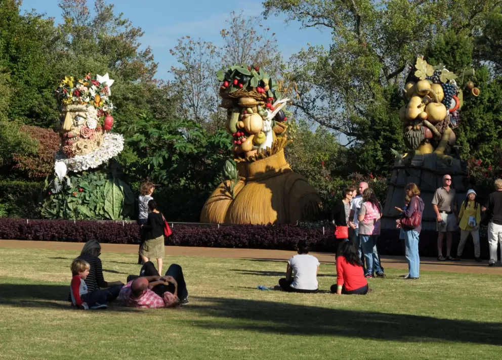 Sunny lawn by the Four Seasons sculptures.