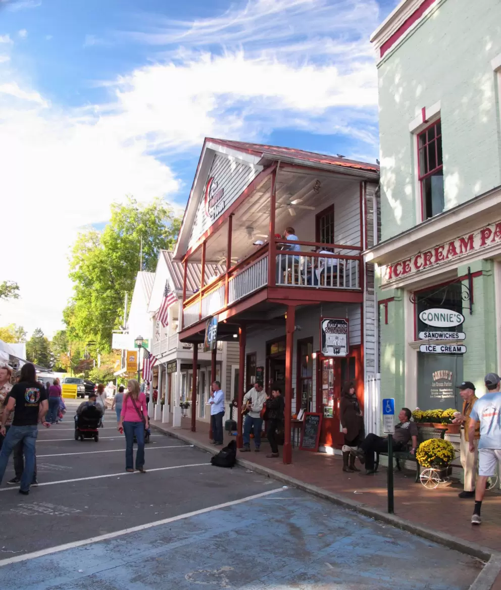 Crimson Moon bar and other shops along Park Street.