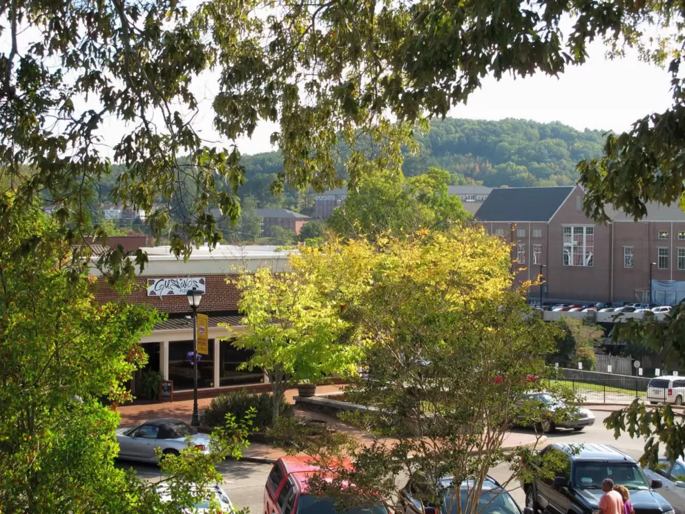 Looking toward campus from the Gold Museum balcony.