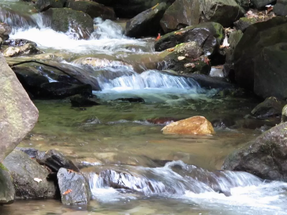 Where the falls become a stream.
