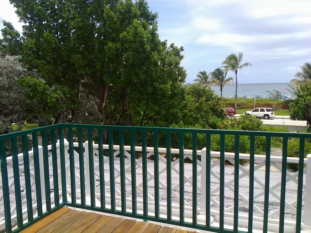 View of the beach from the upstairs balcony.