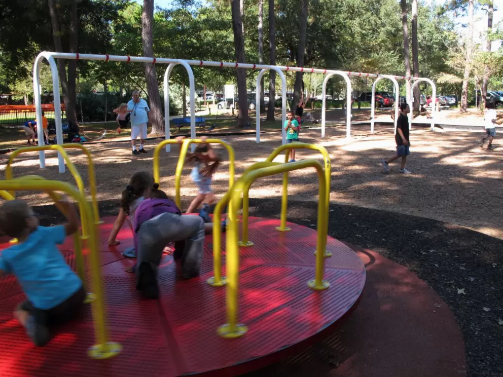 The merry-go-round is a big hit with the kids.