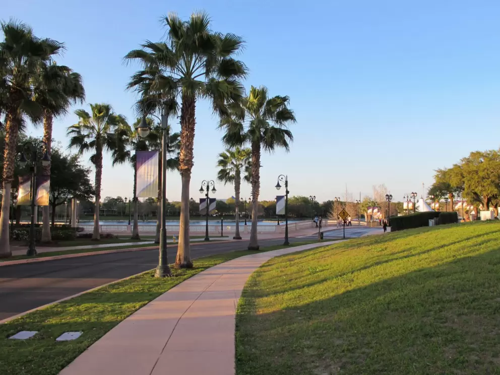 Crane's Roost Blvd as it leads downhill to the park.