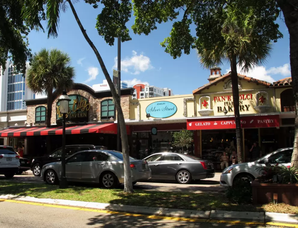 Row of cute storefronts.