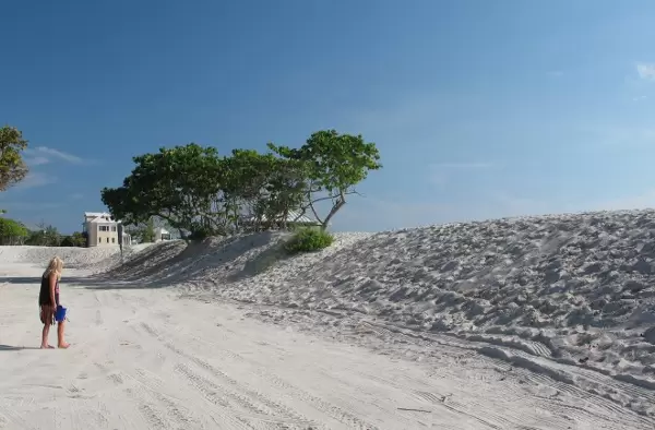 White dunes at the parking lot.