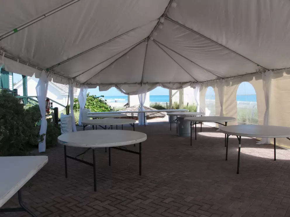 Wedding tent with ocean view.