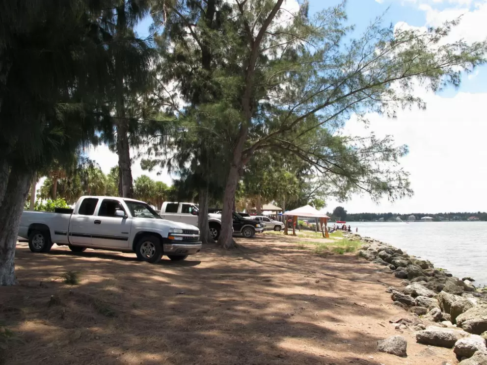 Shady spot to park and look at the water.