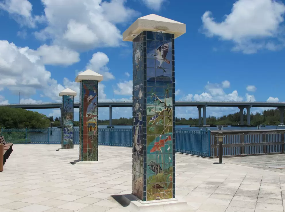 Colorful decorations on the dock.