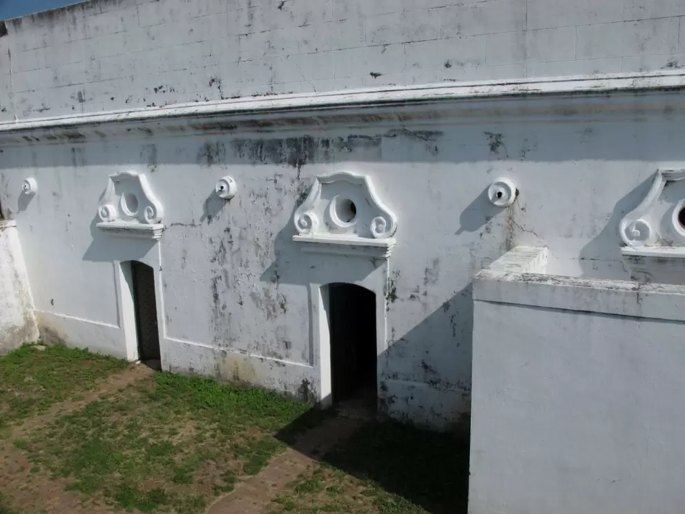 The Spanish fort with its Spanish ornamentation.