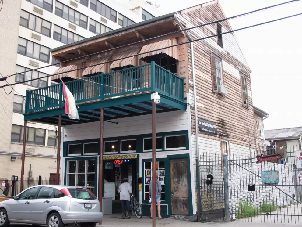 The Spotted Cat Music Club is in a beat-up historic building.