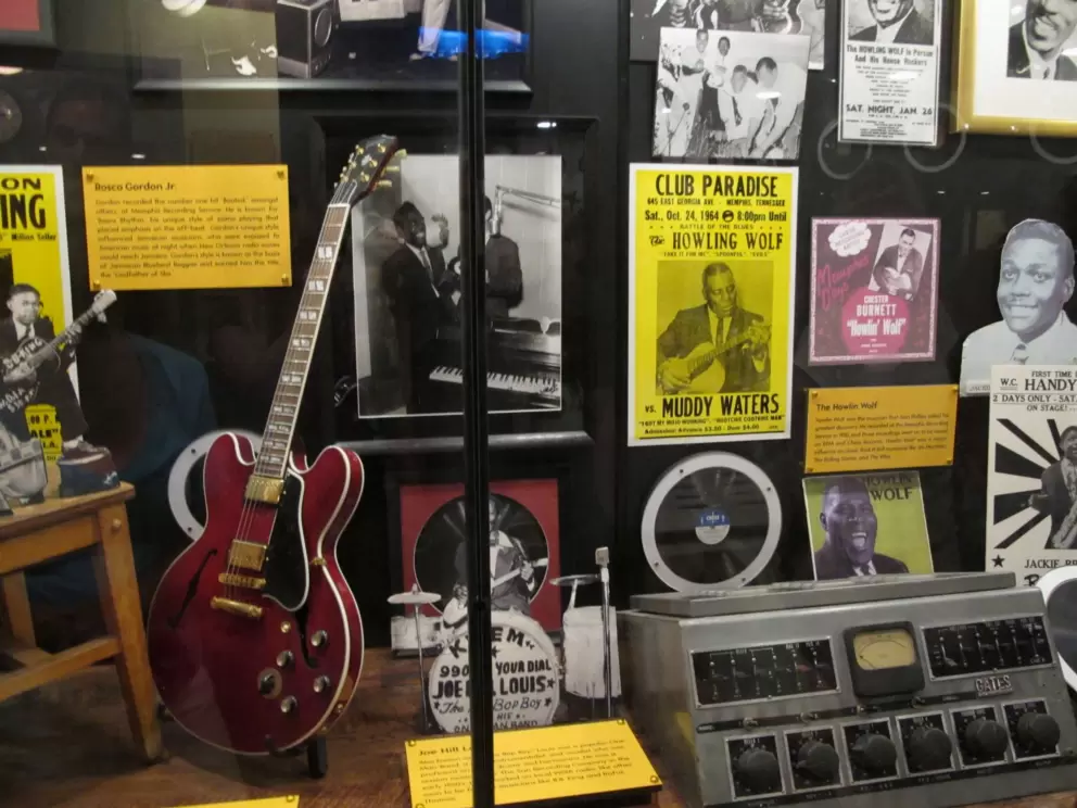 Memorabilia upstairs in Sun Studio.