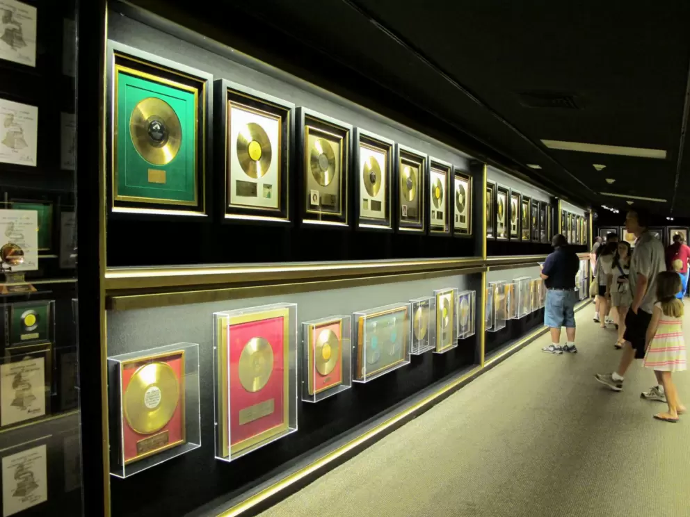 Just one of many walls displaying awards won by Elvis.