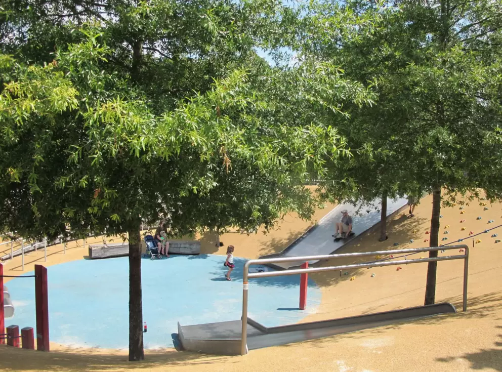 The slides and rope climb pit- the second play area.