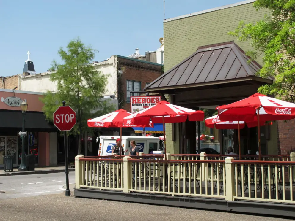 Sunny sidewalk cafe.