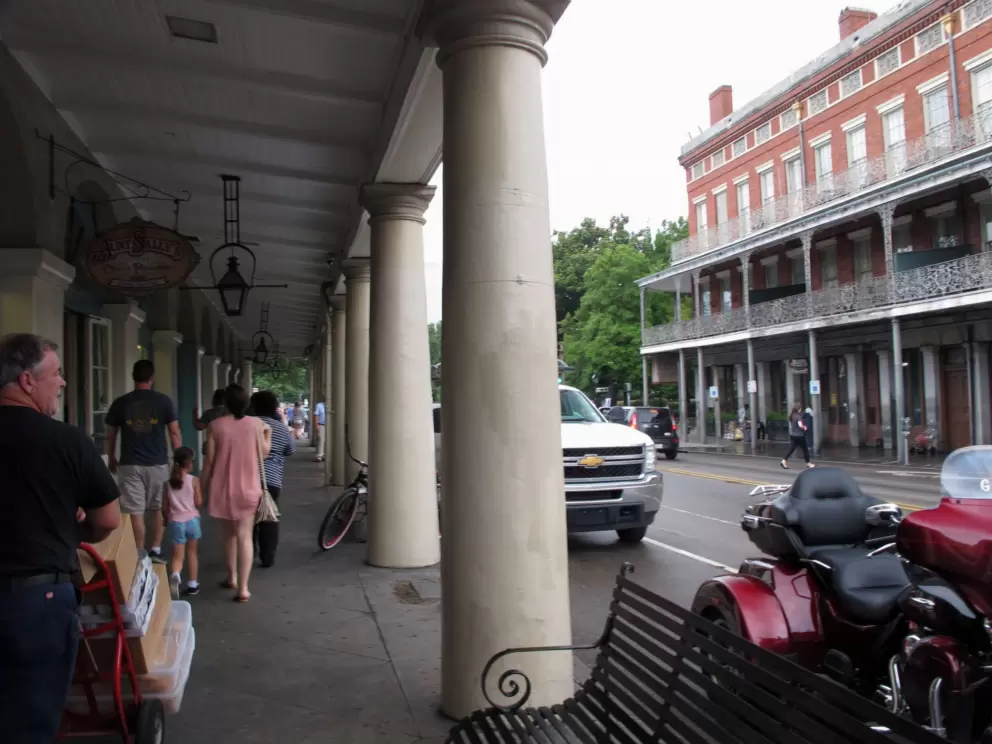 Walking past shops on Decatur Street.