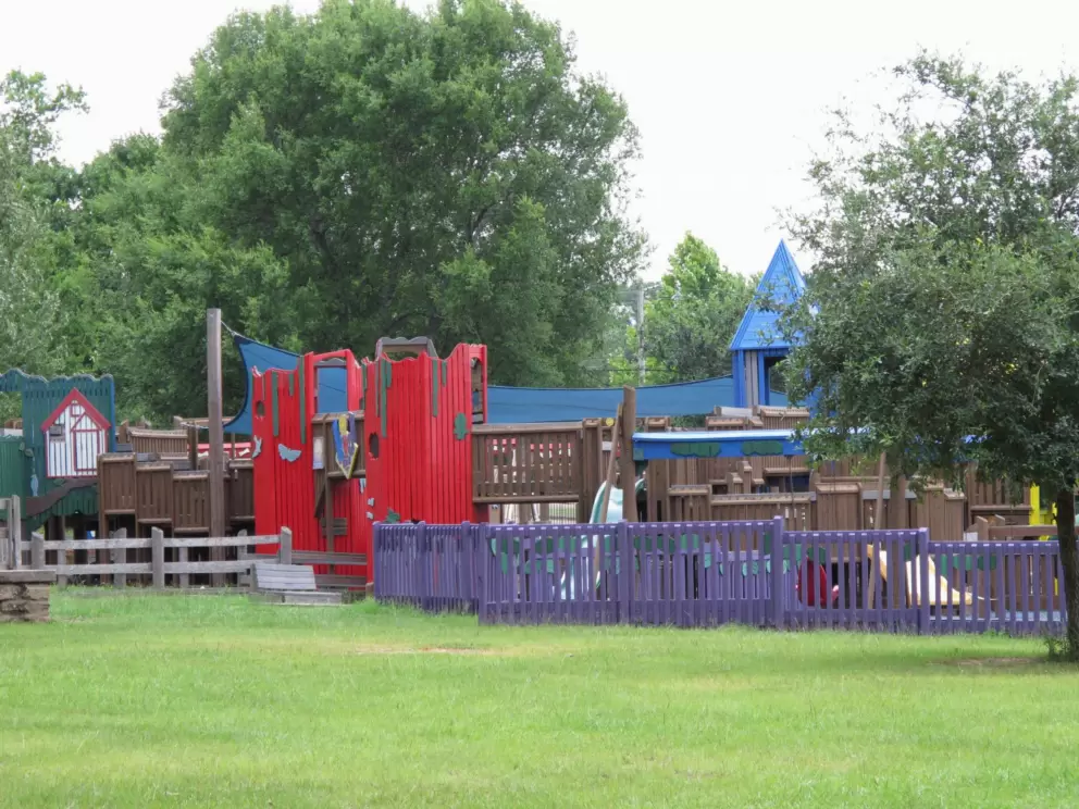 Wooden playground outside the museum.