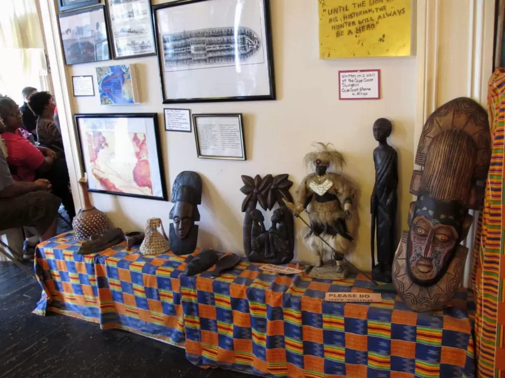 Exhibit about Africa and the incredibly harsh conditions on the slave ships. Church members gathered in a side room.