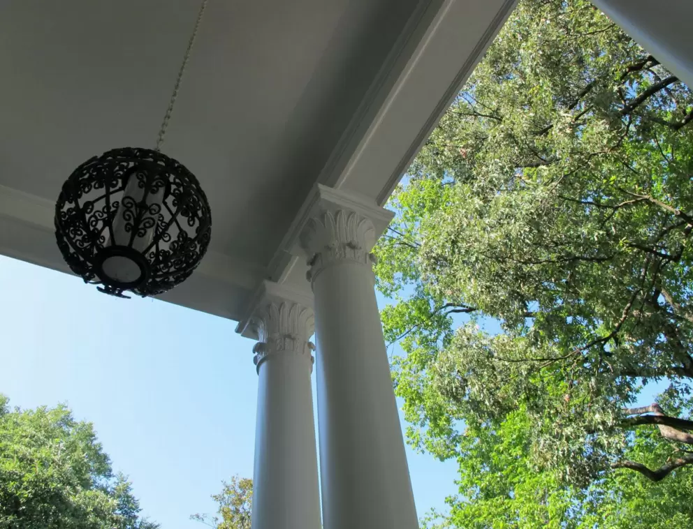 Looking up from the front entrance.