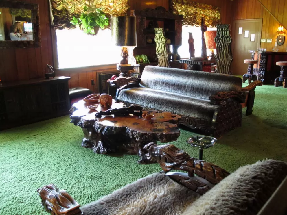 Furry couches in the safari room.