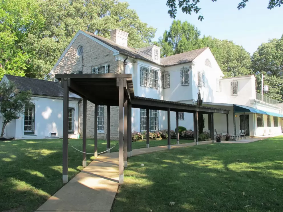 Covered walkway in the back of the house.