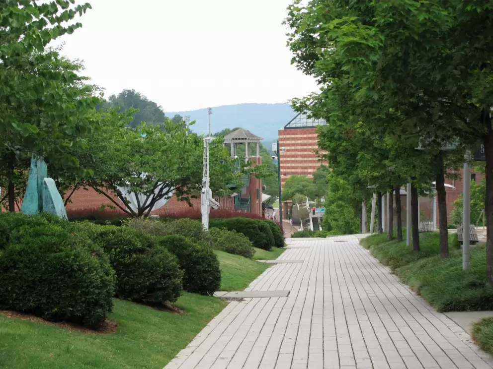 Walkway outside the 129 Walnut Street apartments.