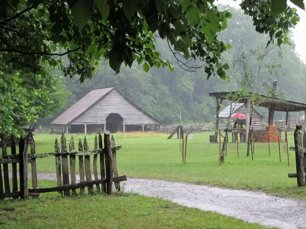 Rainy day at the Mountain Farm Museum.