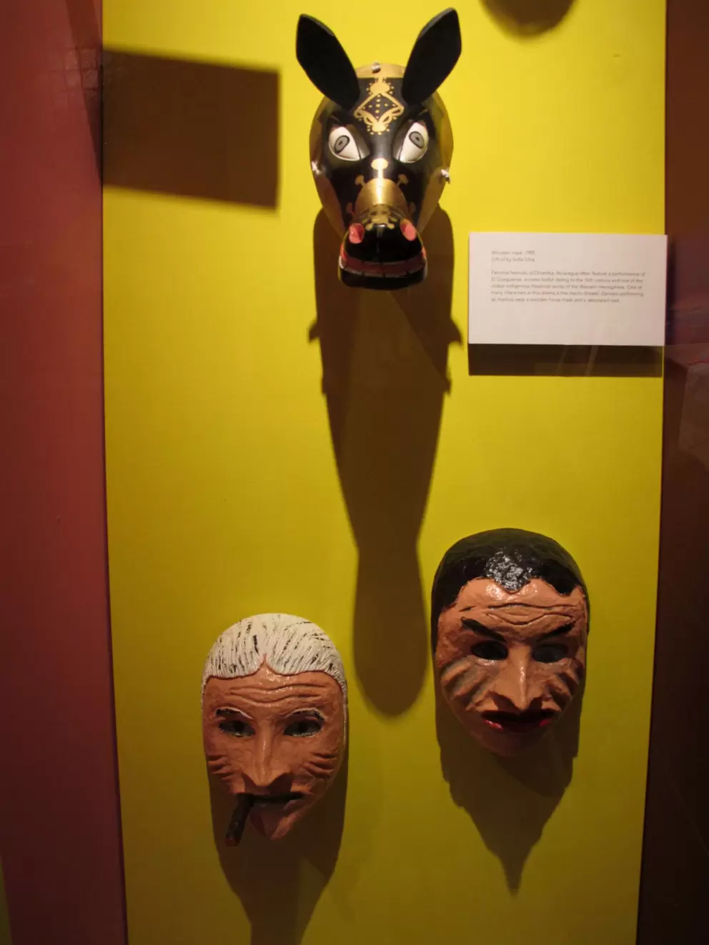 Dancers in Nicaragua, performing as a beast, wear a wooden horse mask such as this.