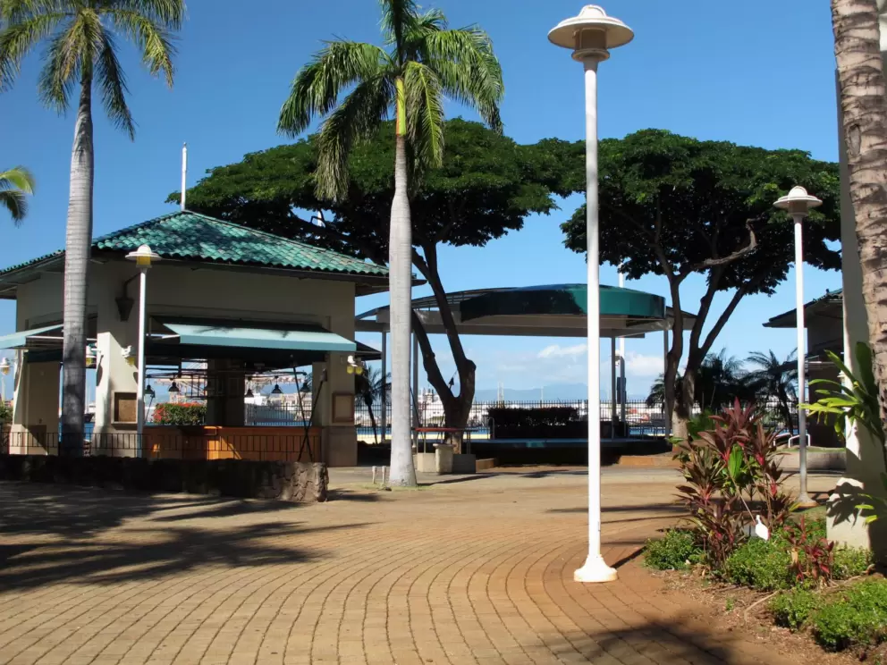 Open area by the water.