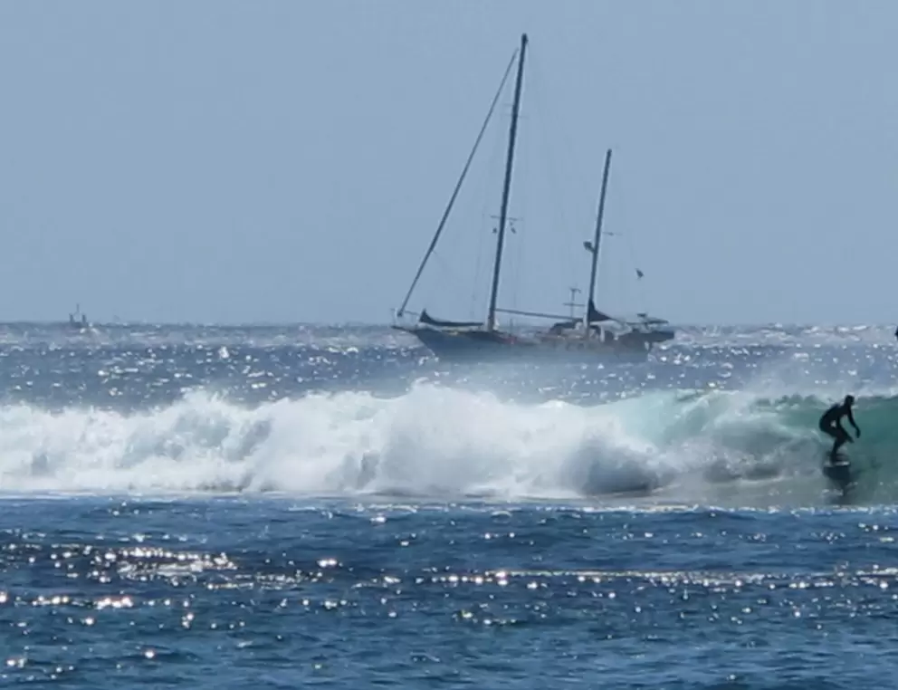 A relaxed surfer enjoys a wave at Bowls.