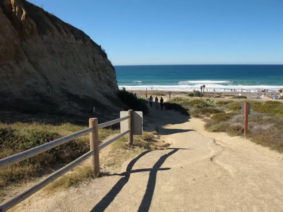 Walking up the road that leads from the beach to the hiking trails.