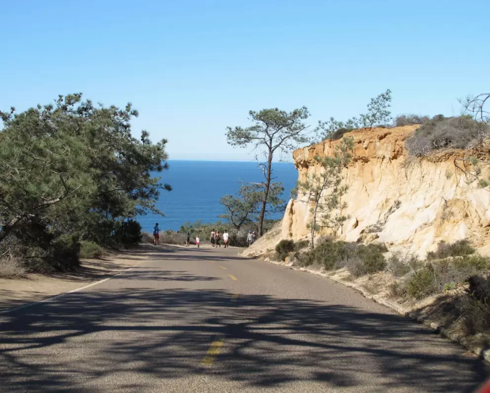The road that leads from the beach to the hiking area.