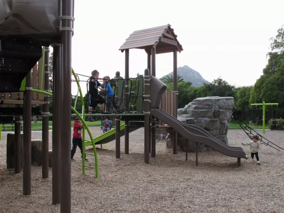 Kids playing on the playground.