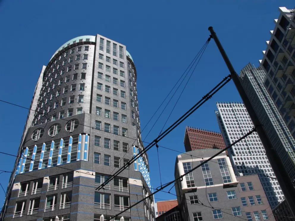 Marriott hotel, in Muzenplein. Modern architecture.