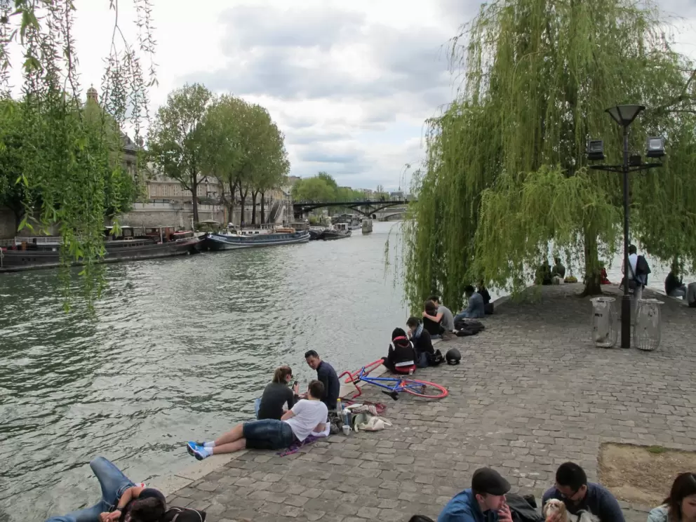 Relaxing under willow trees.