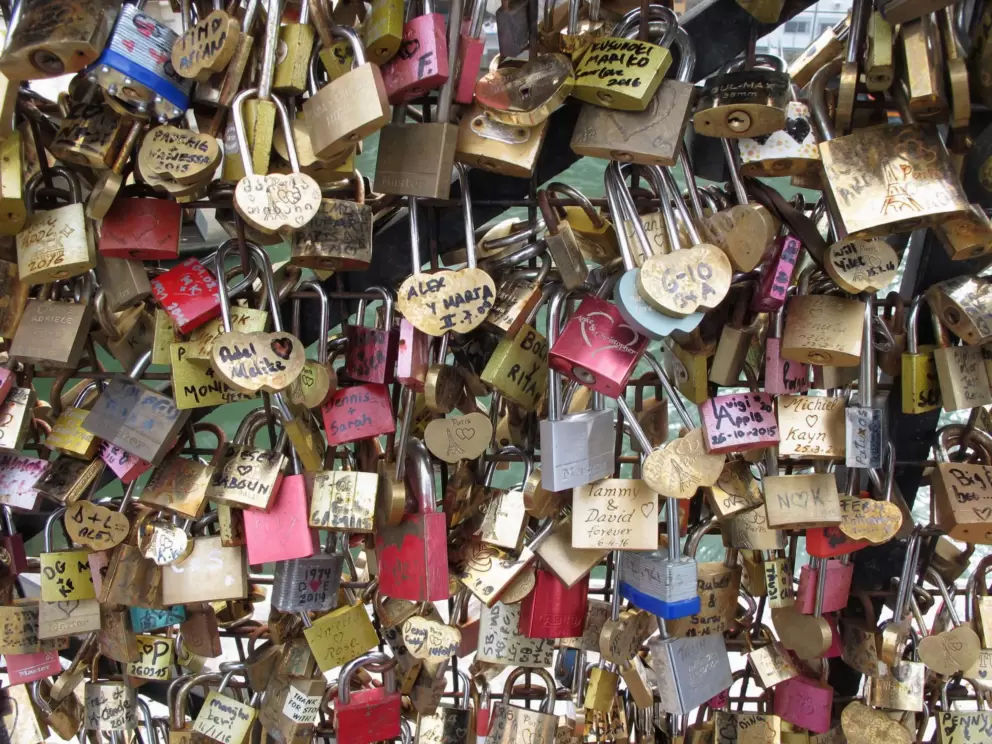 Lovers' locks, on Pont Neuf.