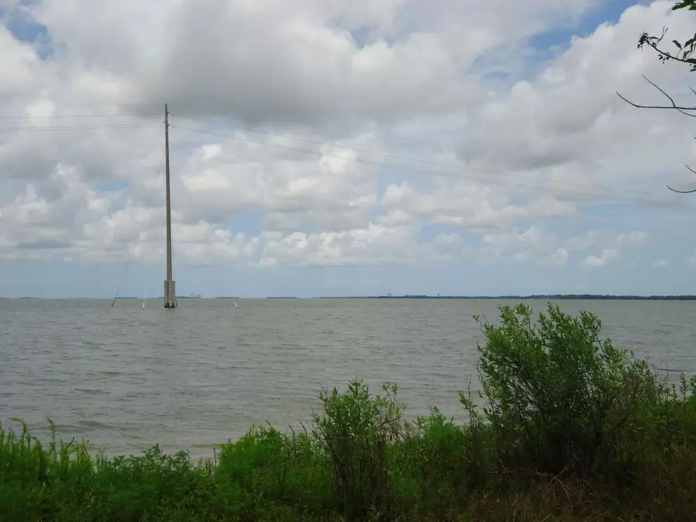 I love the electric poles that stand in the water!