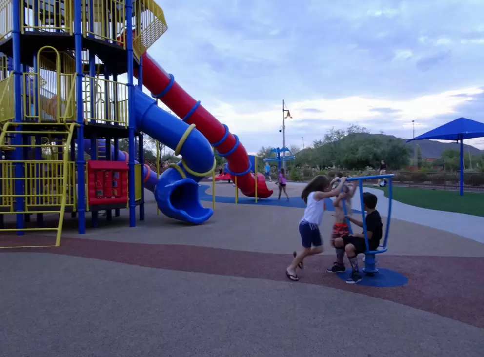 The ground under the play structure is the nice spongy stuff. 