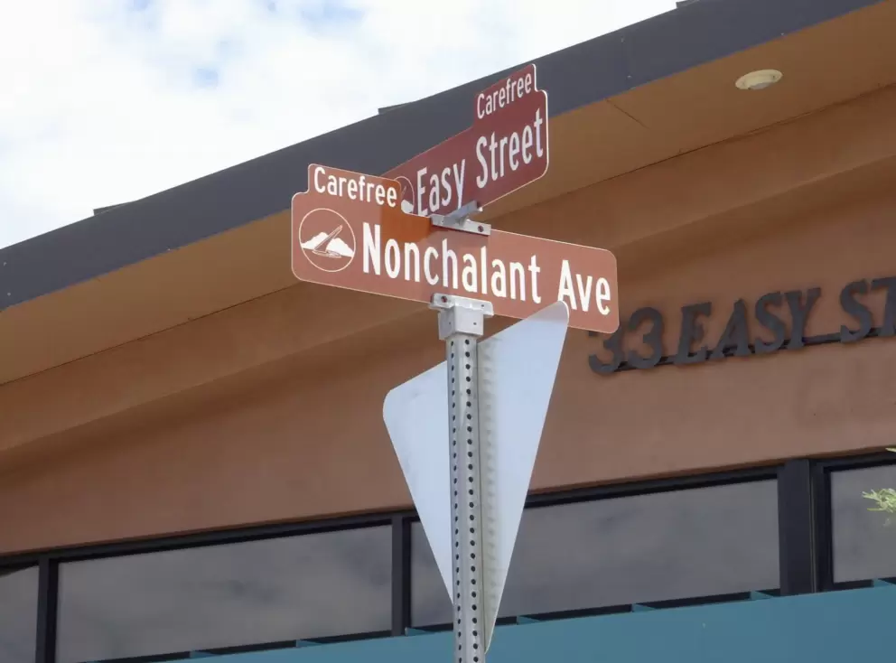 Nonchalant Ave and East Street, in downtown Carefree.