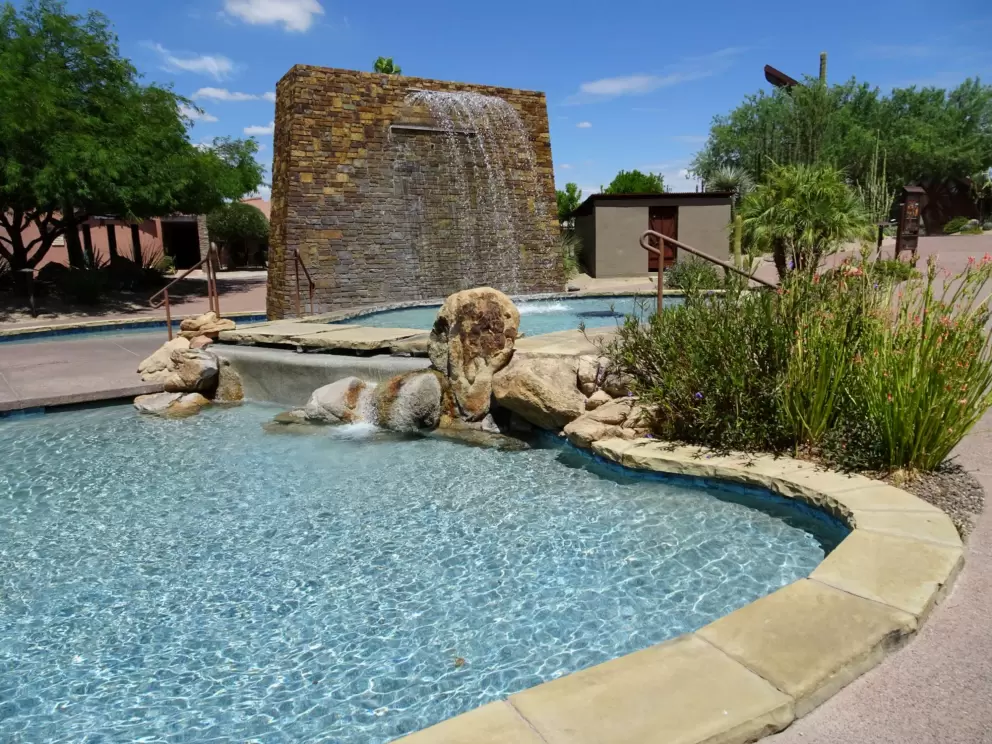 Fountain and pool.