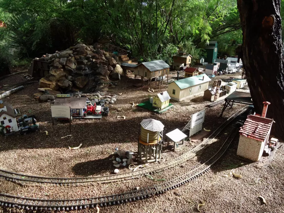 Model train kids can start with a button.