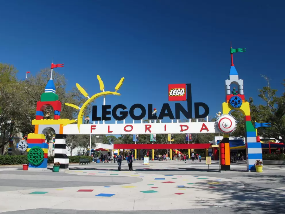 The colorful entrance to Legoland.