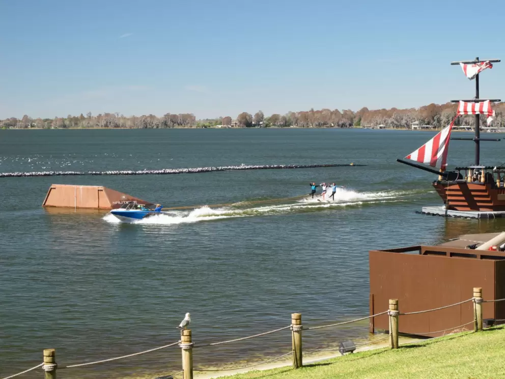 View of the water ski show.