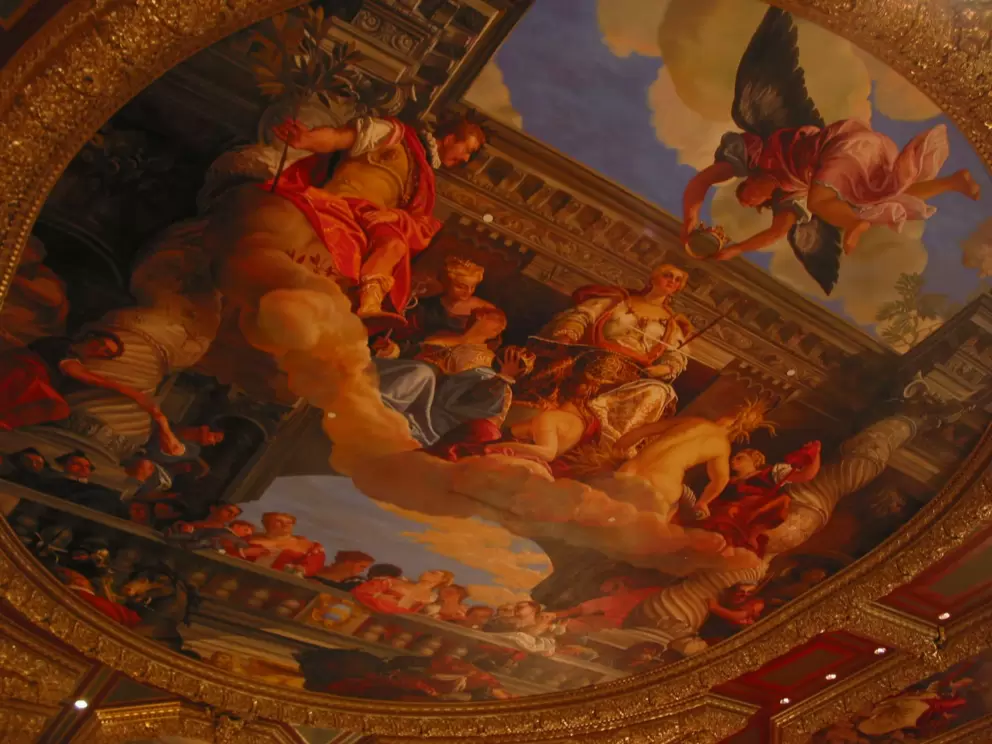 Painted ceiling, near the entrance.