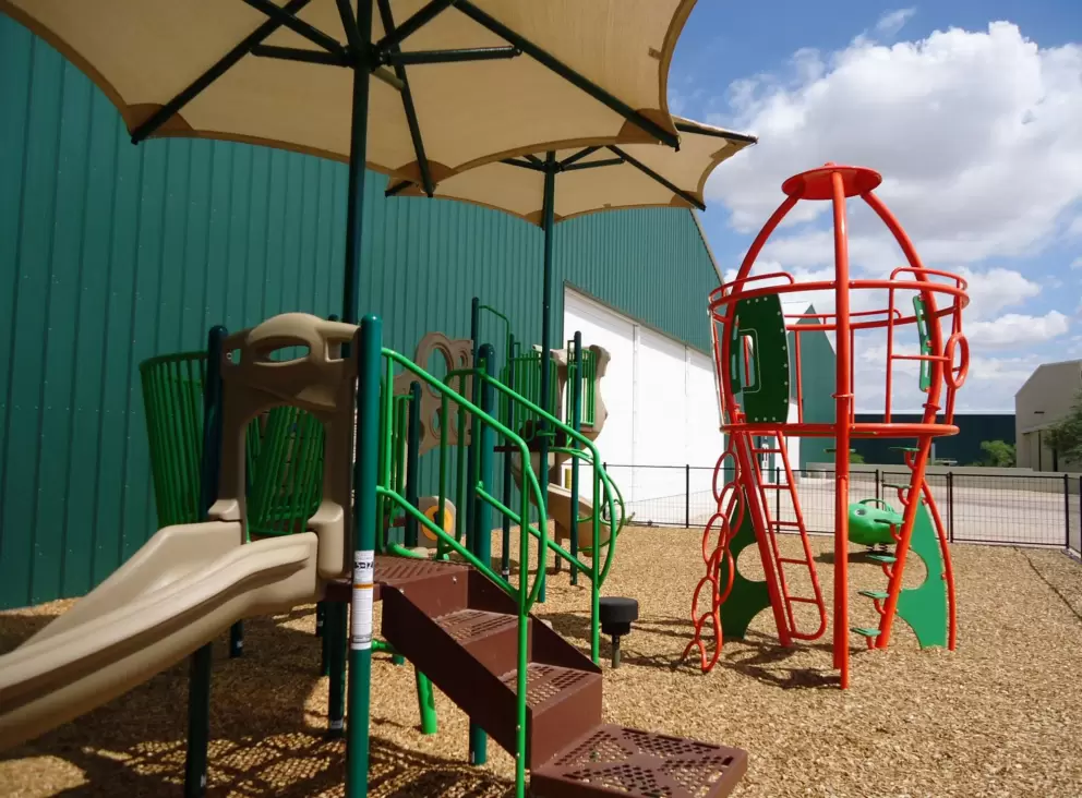 Rocket playground outside.