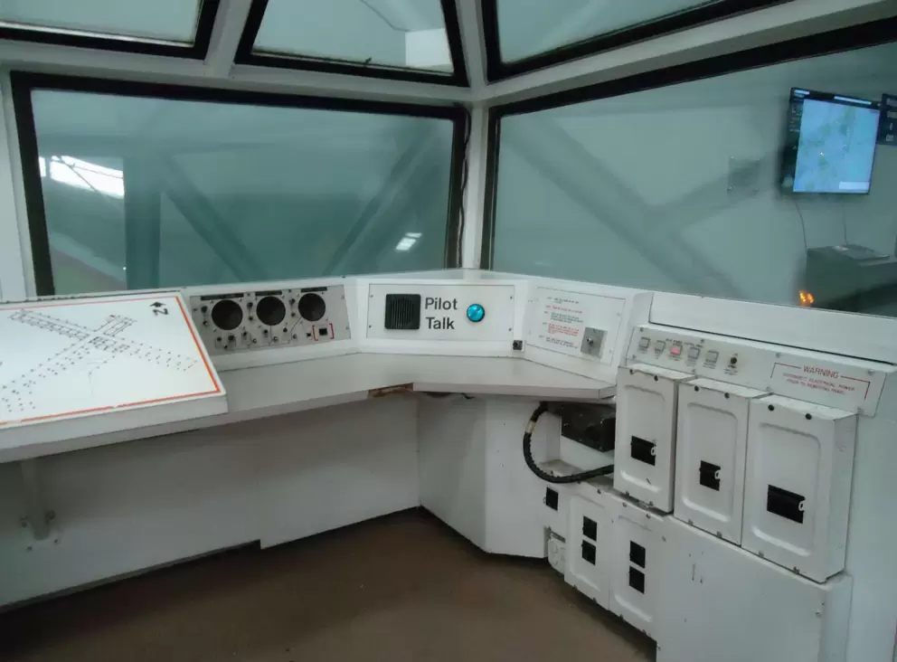 Kids can have a blast interacting with the controls in the air traffic tower.
