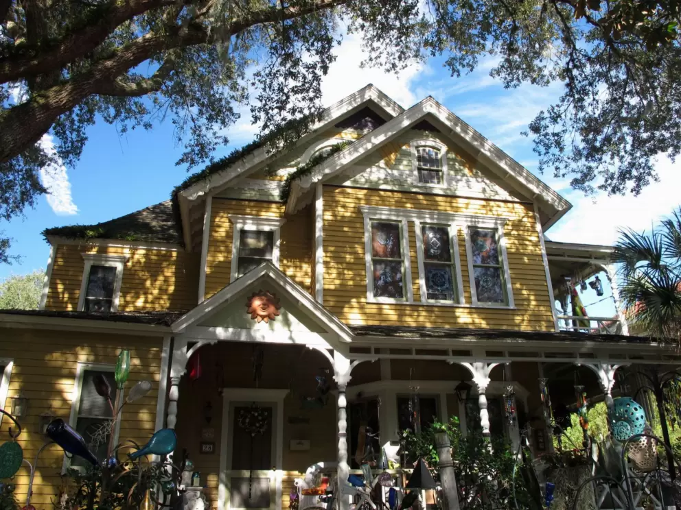 Yellow Victorian home.